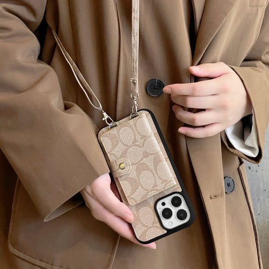 Classic iPhone Case With Wallet And Strap White -SZK240402