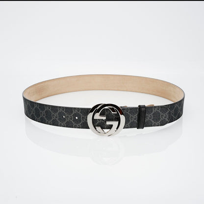 GG Reversible Leather Belt with Silver Buckle