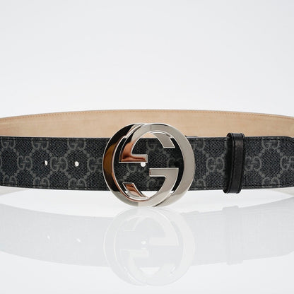 GG Reversible Leather Belt with Silver Buckle