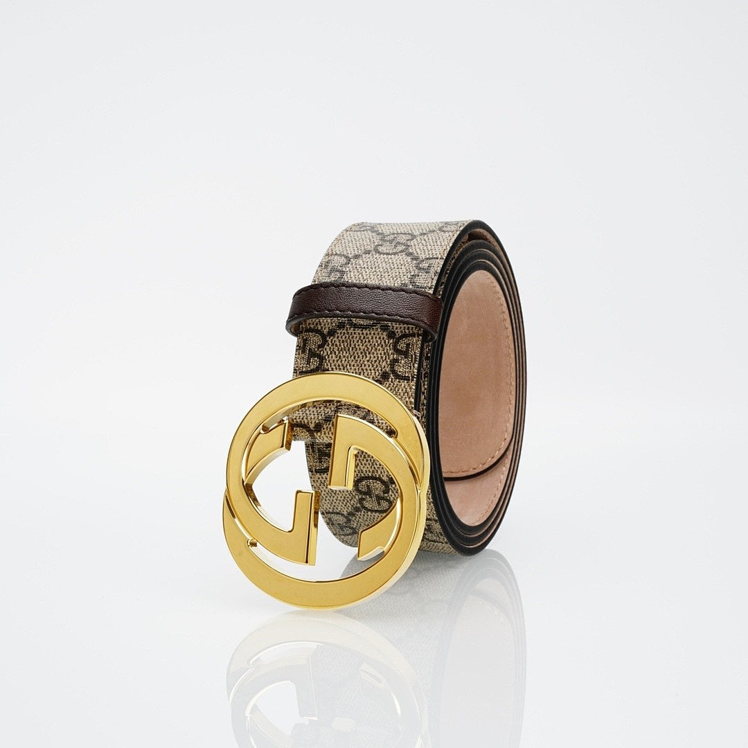 GG Reversible Leather Belt with Gold Buckle