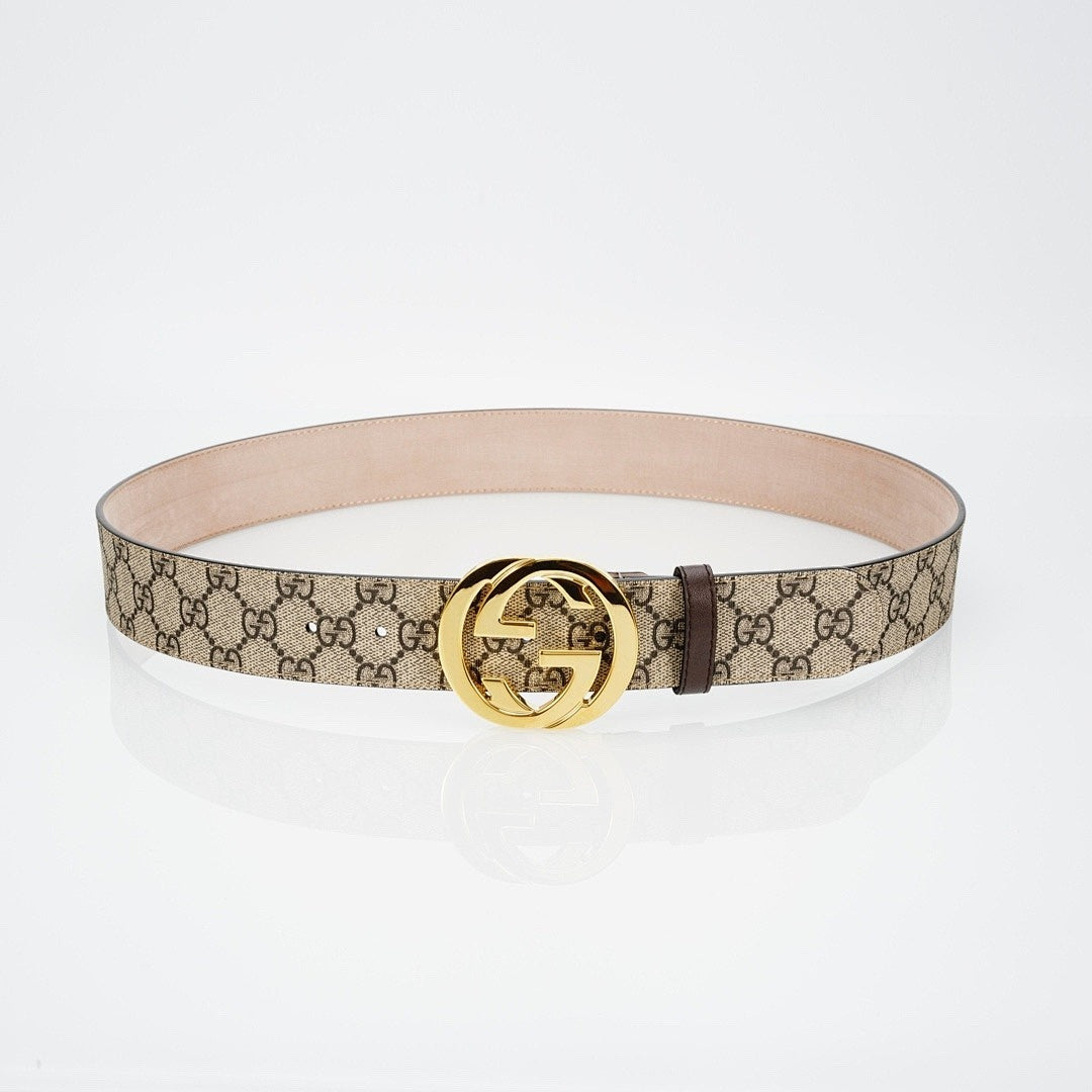 GG Reversible Leather Belt with Gold Buckle