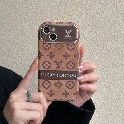 Luxury Brown & Black Classic Leather iPhone Case