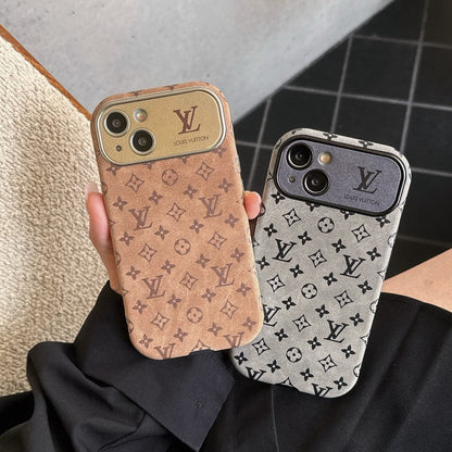Luxury Brown & Black Classic Leather iPhone Case