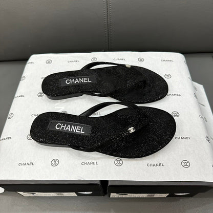 Fashion glitter rhinestone thong flat slides