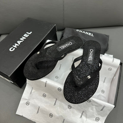 Fashion glitter rhinestone thong flat slides