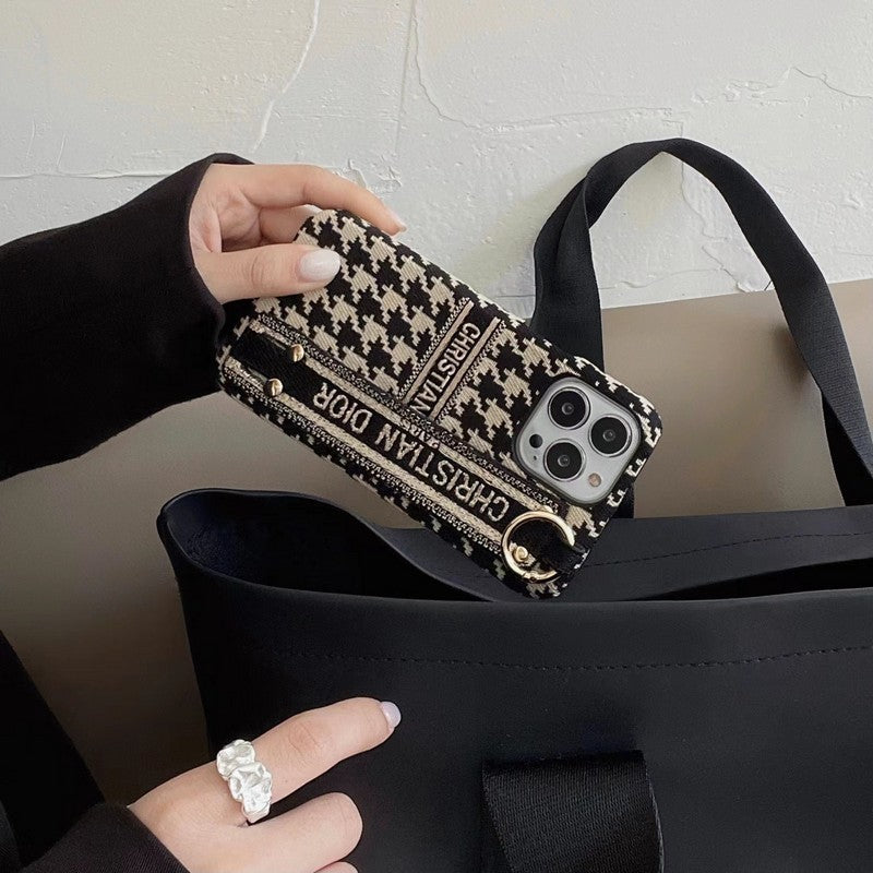 Fashion Houndstooth Wristband iPhone Case
