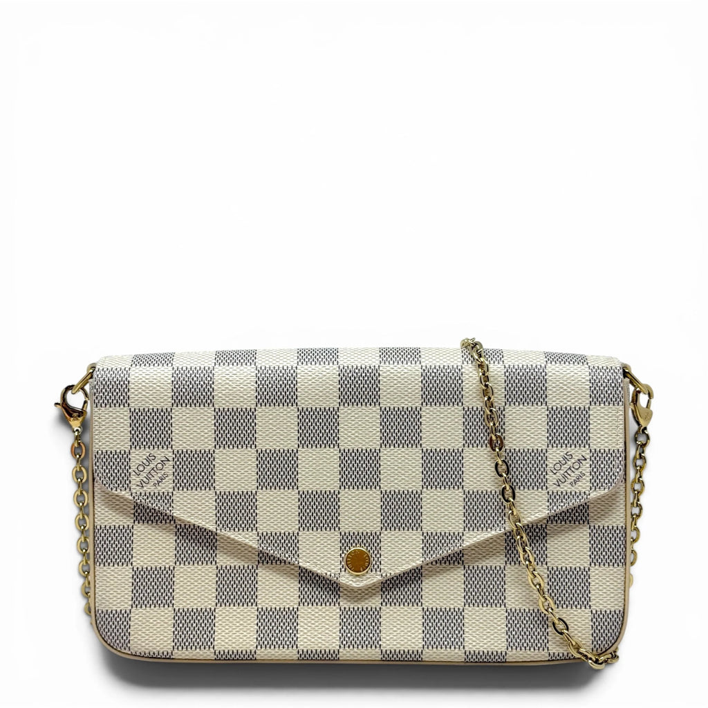 Pochette Félicie In Damier Azur Canvas Luxury Designer By Louis Vuitton, Size: Small