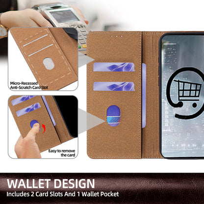 Genuine Full-Grain Cowhide Leather Wallet Phone Case
