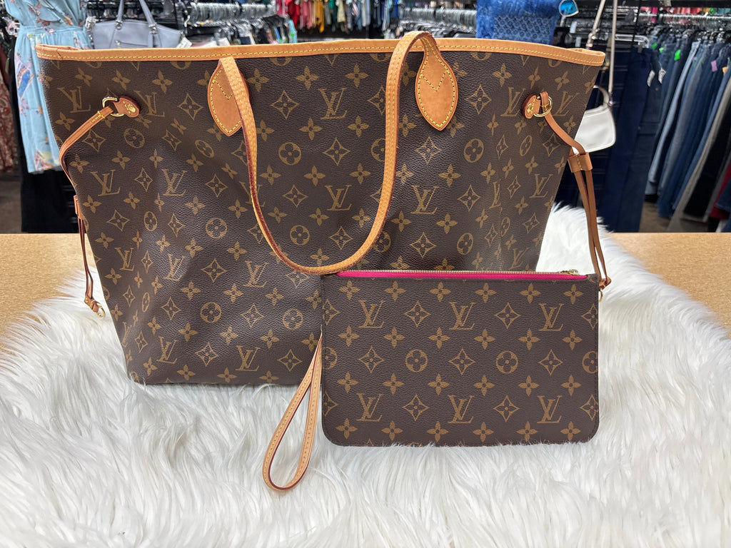 Handbag Luxury Designer By Louis Vuitton In Brown, Size:Large