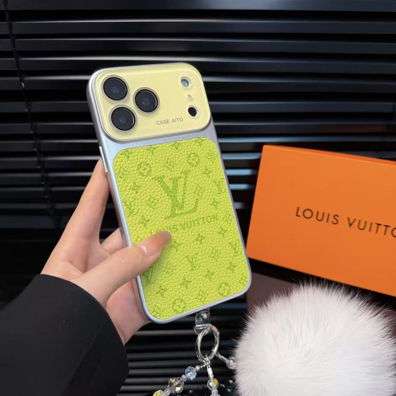 Luxury Monogram Leather Phone Case with Camera Protector