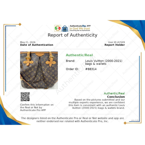 2011 Palermo GM Monogram Canvas Tote Bag Luxury Designer By Louis Vuitton, Size: Large