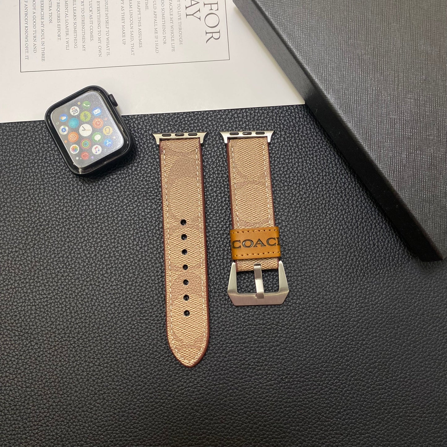 Leather Classic Apple Watch Band Light Brown-YHK244221710