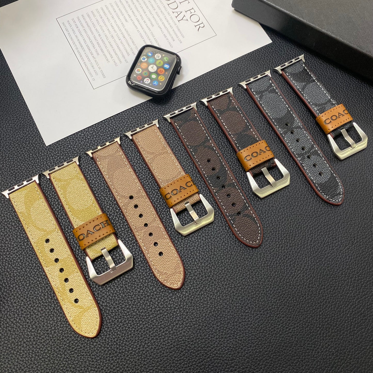 Leather Classic Apple Watch Band Light Brown-YHK244221710