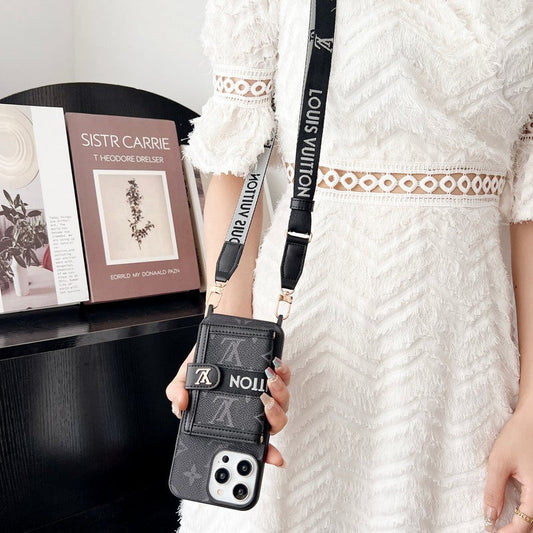 Luxury Card Bag Chain Black & White iPhone Case
