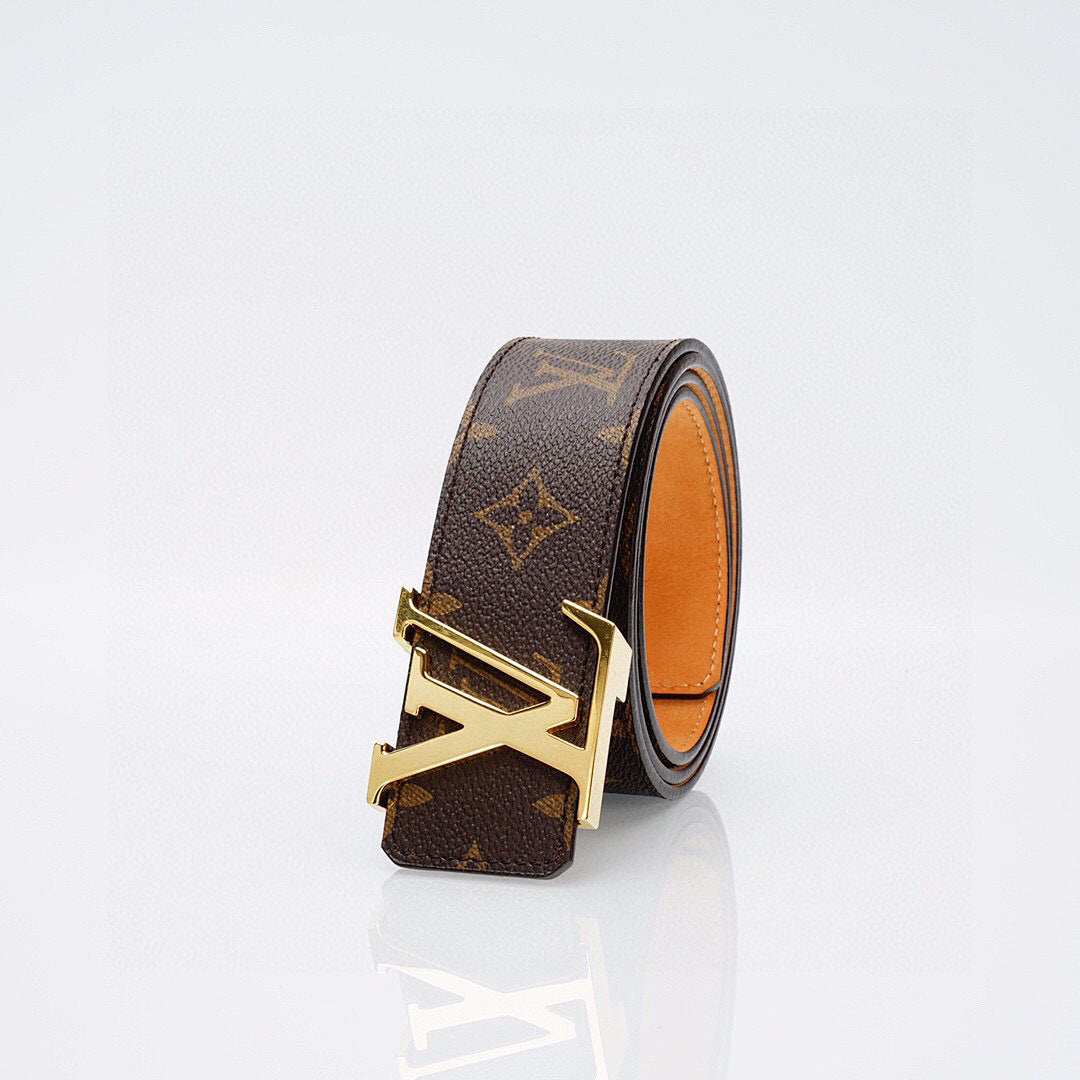Luxury Monogram Belt with Gold Buckle