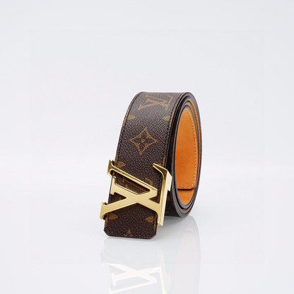 Luxury Monogram Belt with Gold Buckle