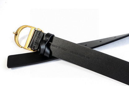 CD Black Calfskin Belt with Gold Buckle