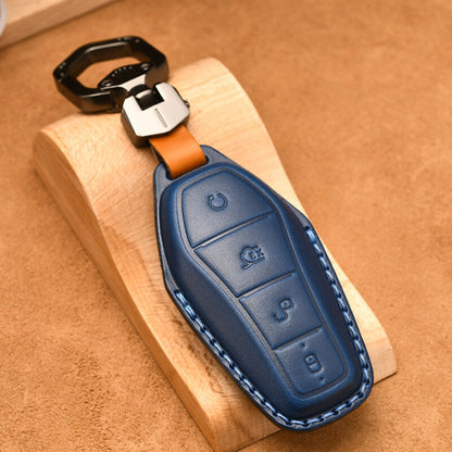 Luxury Leather Car Key Case Cover Fob Shell for BYD