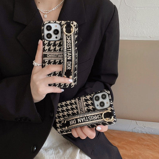 Fashion Houndstooth Wristband iPhone Case