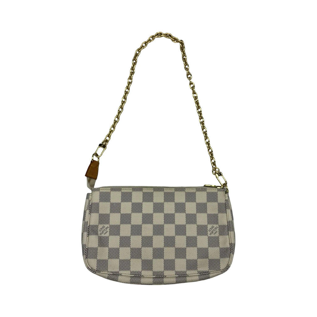 Handbag Luxury Designer By Louis Vuitton In Blue & Cream, Size:Small