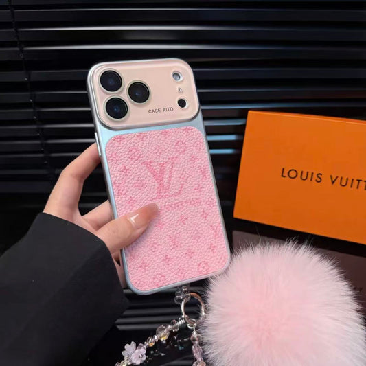Luxury Monogram Leather Phone Case with Camera Protector