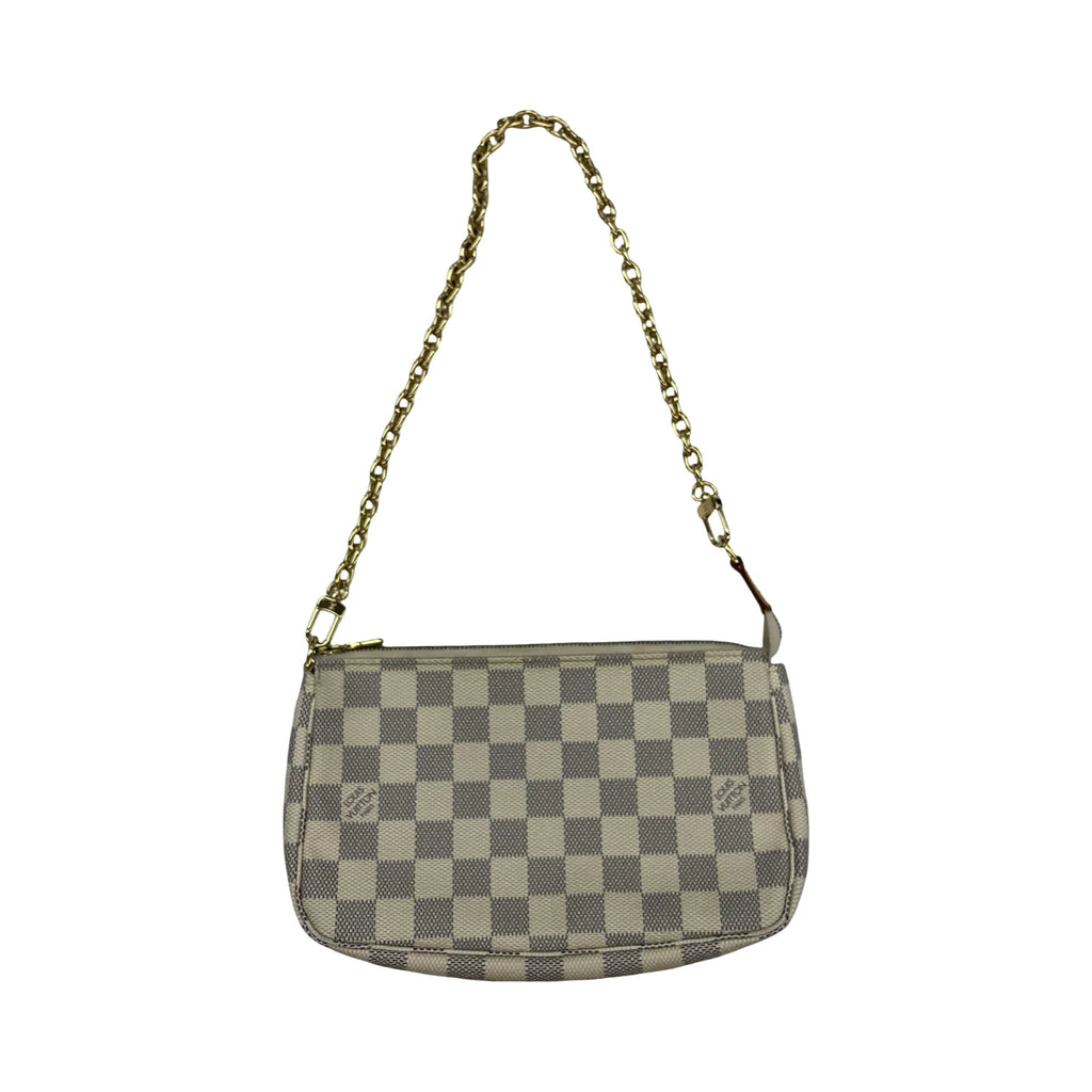 Handbag Luxury Designer By Louis Vuitton In Blue & Cream, Size:Small
