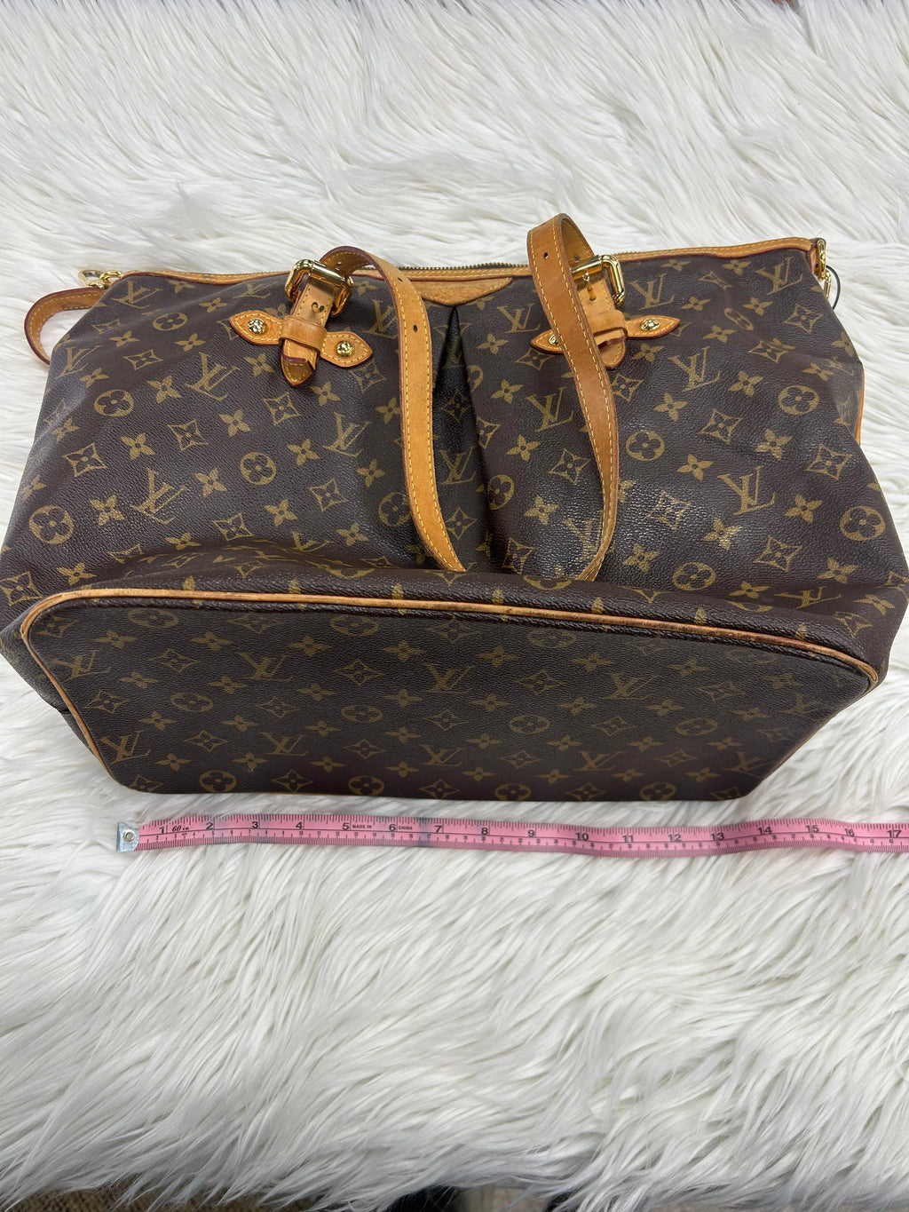 Handbag Luxury Designer By Louis Vuitton In Brown, Size:Large