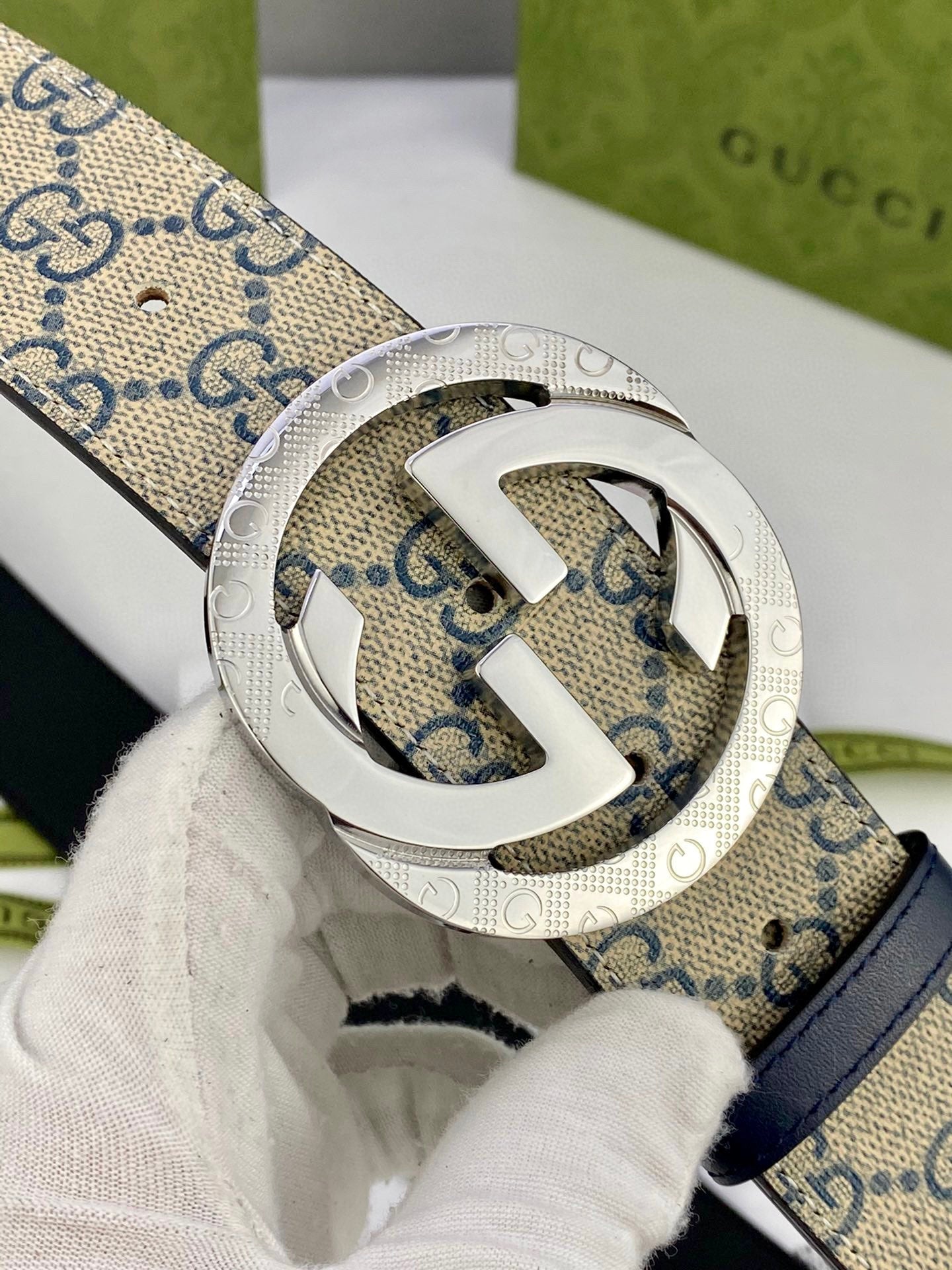 GG Classic Men's Belt Gold Buckle & Silver Buckle
