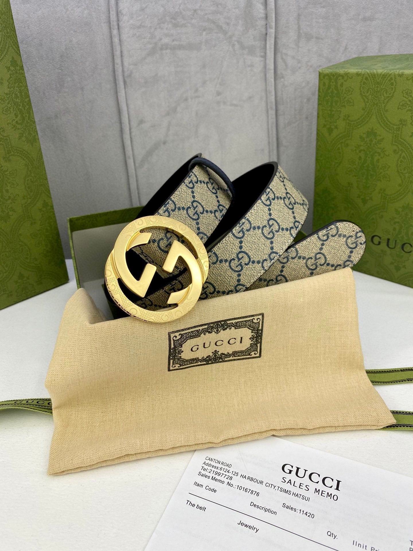 GG Classic Men's Belt Gold Buckle & Silver Buckle