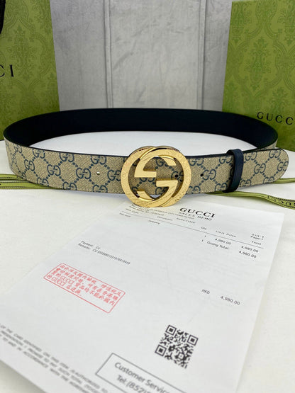 GG Classic Men's Belt Gold Buckle & Silver Buckle