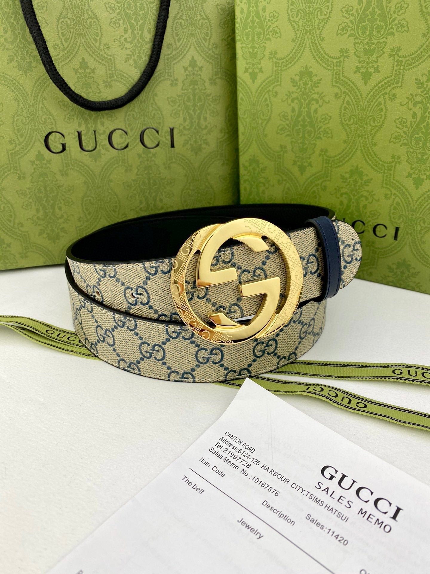 GG Classic Men's Belt Gold Buckle & Silver Buckle