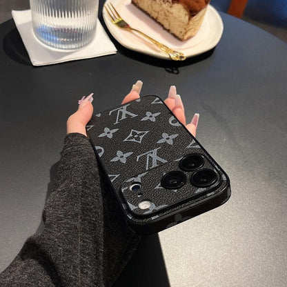 Premium Monogram Leather-Texture iPhone Case